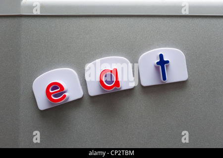 Essen von Fridget geschrieben. Adipositas-Konzept. Stockfoto