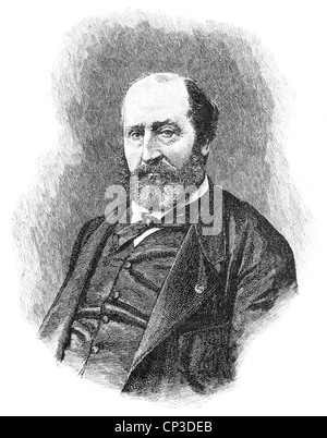 Guillaume Victor Émile Augier, 1820-1889, ein französischer Dramatiker, Lyriker und Librettist, Historische Druck aus Dem 19. Jahrhund Stockfoto