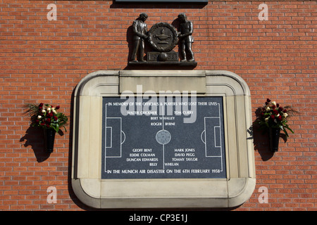 Die 1958 München Luft Katastrophe Gedenkstätten Manchester united Stadion old Trafford england Stockfoto