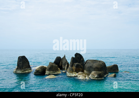 Leuchtend grüne Insel mitten im Meer in Thailand Stockfoto