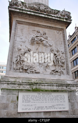 Das Denkmal für den großen Brand von London, City of London, London, Greater London, England, Vereinigtes Königreich Stockfoto