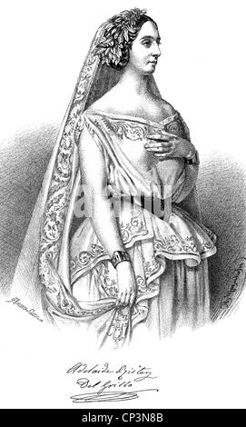 Ristori del Grillo, Adelaide, 29.1.1822 - 8.10.1906, italienische Schauspielerin, halbe Länge, lithograph, 19. Jahrhundert, Stockfoto