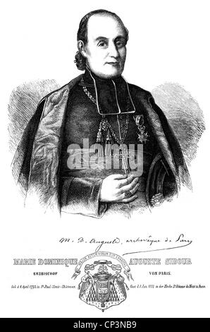 Sibour, Marie Dominique Auguste, 4.4.173 - 3.1.1857, französischer Geistlicher, Erzbischof von Paris von 1840 - 1857, halbe Länge, Holzgravur, erschienen im Jahre 1857, Stockfoto