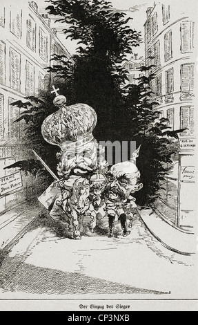 Veranstaltungen, Deutsch-Französischer Krieg 1870 - 1871, Politik, Karikatur, 'Eintrag der Sieger', Holzstich, 1871, Zusatzrechte-Freigaben-nicht vorhanden