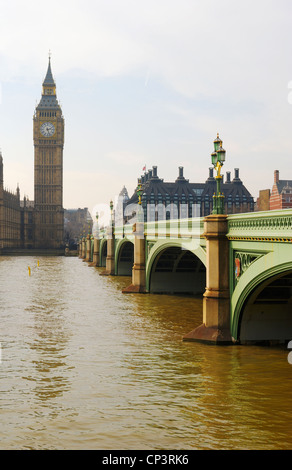 Houses of Parliament. Palast von Westminster und Westminster Bridge betrachtet von Albert Embankment London. England Stockfoto