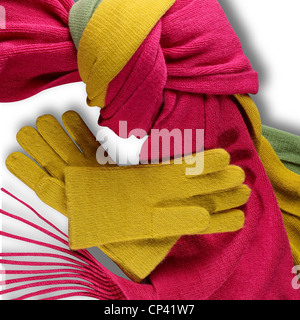 Ein Stillleben Schuss Wolle Handschuhe und Schals Stockfoto