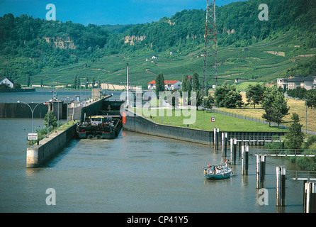 GESCHLOSSENE Grevenmacher Luxemburger Mosel Stockfoto