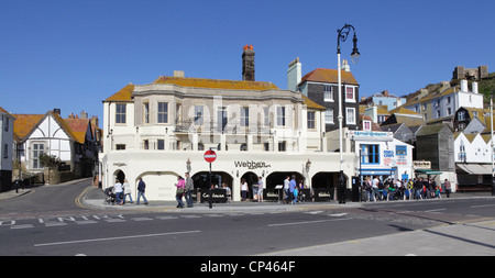 Fisch-Restaurants an Hastings Altstadt Küste East Sussex England UK Stockfoto