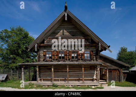 Russland, in der Nähe von Nowgorod. Vitoslavlitsy Museum der Architektur in Holz. Haus von Ryshevo (1882) Stockfoto