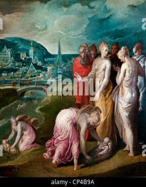 Die Rettung Moses aus dem Wasser 1571 - Niccolò dell'Abbate 1510 – 1571 Frankreich Französisch Stockfoto