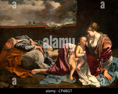 Der Rest der Heiligen Familie auf dem Flug nach Ägypten 1628 Orazio GENTILESCHI 1562-1639 Italien Italia Stockfoto