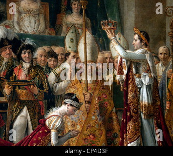 Die Krönung - Weihe von Kaiser Napoleon Bonaparte und Josephine 1807 Notre Dame Paris Jacques-Louis David 1748 - 1825 Frankreich Französisch Stockfoto