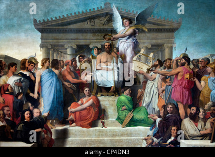 Jean-Auguste-Dominique INGRES, 1780–1867, Homer, deified oder, die Apotheose von Homer, 1827, Französisch-Frankreich Stockfoto