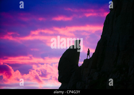 Sonnenuntergang vom Sphynx Felsen in großen Giebel in der Seenplatte-UK Stockfoto