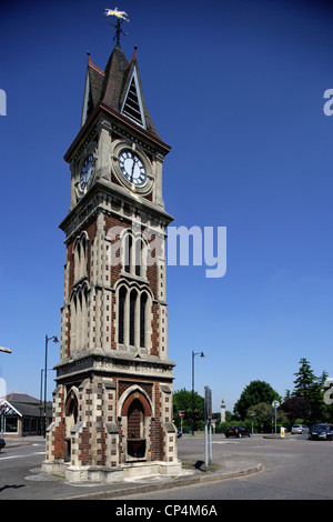 United Kingdom - England - Suffolk - Newmarket. Der Uhrturm, der zum Gedenken an Königin Victorias goldenes Jubiläum des Jahres 1887 gebaut. Stockfoto