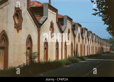 Lombardei, industrielle Archäologie. Crespi d ' Adda, einen Blick auf das Lager. Stockfoto