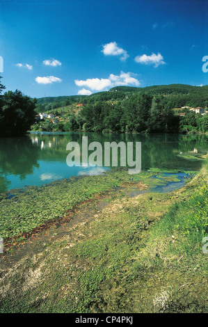 Lazio, der Tiber zwischen Orte und ORTA Flughafen (VT) Stockfoto