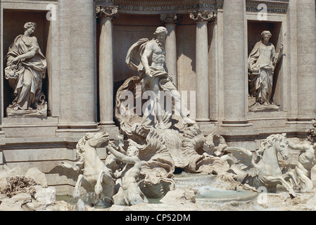 Lazio Rom - Rom. Der Trevi-Brunnen, Detail. Architekt Nicola Salvi, 1732. Stockfoto