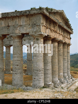 Dorische Tempel von Segesta, Sizilien, Italien. Detail. Antiken griechischen Zivilisation, Magna Graecia, 5. Jahrhundert v. Chr.. Stockfoto