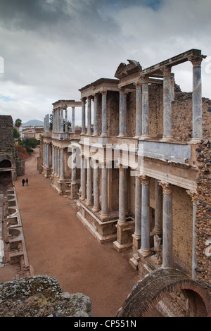 Spanien, Extremadura Region, Badajoz Provinz, Merida, Ruinen des Teatro Romano, römische Theater, 24 v. Chr. Stockfoto