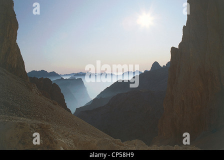 Trentino-Alto Adige Park Paneveggio-Pale di San Martino (Tn). Sonnenaufgang vom Biwak Brunner (oder Jagdschloss des Kurfürsten von Sachsen). Stockfoto