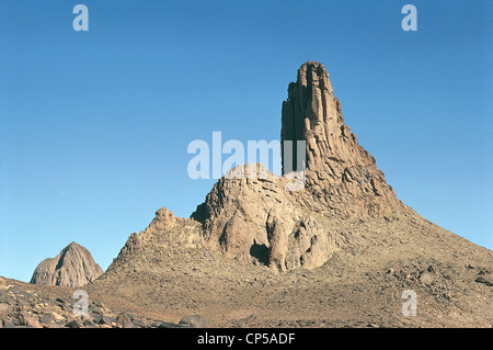 Algerien - Wüste Sahara - Ahaggar Berge. Erosionen in den Hoggar. Stockfoto