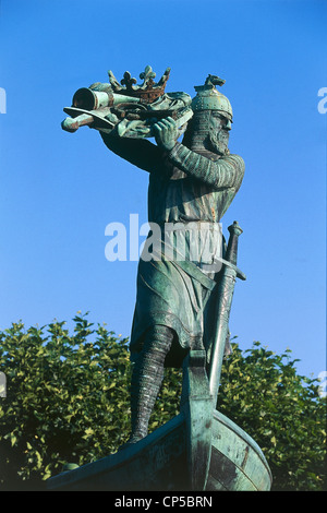 Deutschland-Rheintal Würmer. Hagendenkmal, Hagen-Denkmal in Erinnerung an den Untergang der legendären Schatz von 1905 Stockfoto