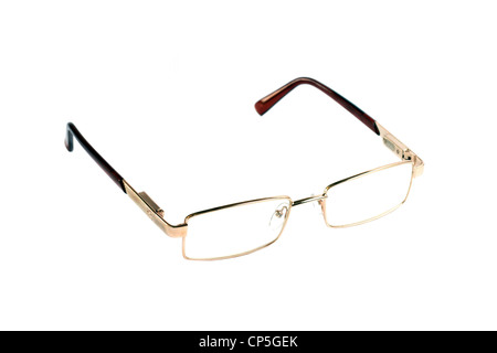 eine Brille gold Farbe für stumpfe Augen Stockfoto