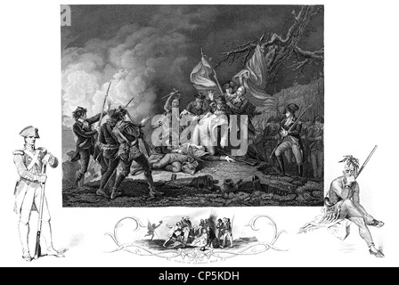 Der Tod von General Richard Montgomery in der Schlacht von Quebec, 1775, Soldat Iren in der britischen armee Stockfoto