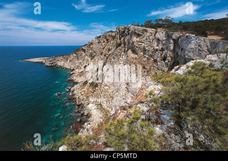 Puglia - Tremiti (Fg) - Insel San Domino, die Falken und Ripa Cala del Bue Marino. Stockfoto