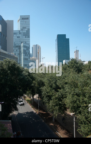 Erhöhten Blick auf Rothschild Boulevard, Tel Aviv, Israel Stockfoto