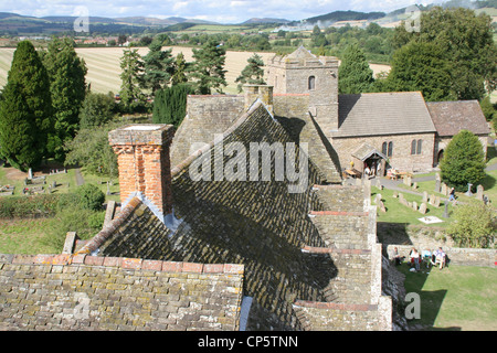 Stokesay Schloß und Kirche Stokesay Shropshire England UK Stockfoto