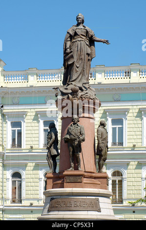 Bronze-Denkmal von Katharina der großen, Kaiserin von Russland, Odessa, Ukraine, Europa Stockfoto
