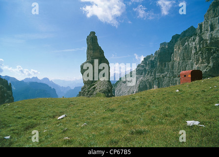 Friaul-Julisch Venetien regionalen natürlichen Reserve von Friaul Dolomiten Alta Val Montanaia Campanile di Val Montanaia Biwak Stockfoto