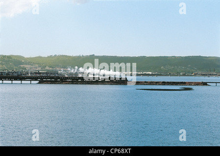 Eisenbahnen, Afrika, des 20. Jahrhunderts. Südafrika. Steam Train Garden Route. Fjord Knysna. Outeniqua Choo-Tjoe Zugbrücke auf Stockfoto