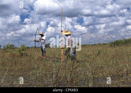 Brasilien - Bundesstaat Mato Grosso - Pantanal-Region, Angeln mit Pfeil und Bogen Stockfoto