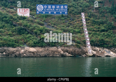 China-Tail des Jangtsekiang (Chang Jiang). Prognostizierten Anstieg des Meeresspiegels aufgrund der drei-Schluchten-Damm (San Xia) vorgeschlagenen Teil Stockfoto