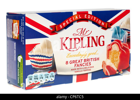 Schachtel mit Herrn Kipling britische Phantasien kleine Eistee Kuchen Stockfoto