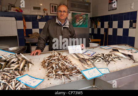 Fischhändler auf Heraklion, Kreta, Griechenland Stockfoto