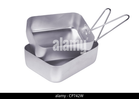 Aluminium-Chaos-Dosen auf weißem Hintergrund Stockfoto