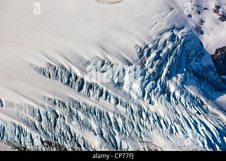 Luftaufnahme eines Gletschers Details, Küstengebirge nördlich von Haines, südöstlichen Alaska, Sommer Stockfoto