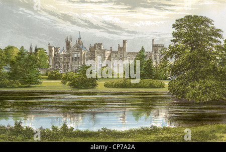 Aquarell von Alton Towers Burg, Staffordshire, England. Stockfoto