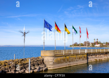 Hafen, Schloss, Kirche, Friedrichshafen, Baden-Württemberg, Bodensee, Deutschland Stockfoto