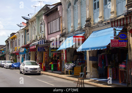 Sino Portugiesische shophouses in Thalang Road, Old Phuket Town, Thailand Stockfoto