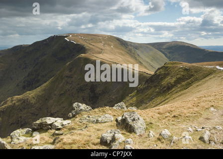 Der Gipfel Grat der Rennbahn Hügel, Teil der High Street-Kamm, Website von einer Römerstraße, Cumbria, UK. Stockfoto