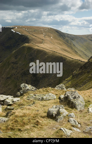 Der Gipfel Grat der Rennbahn Hügel, Teil der High Street-Kamm, Website von einer Römerstraße, Cumbria, UK. Stockfoto