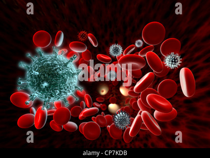 Virus im Blut - Scanning Electron Microscopy stilisiert Stockfoto