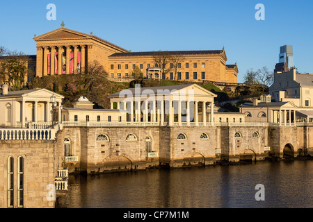 Die Delaware Water Works und Kunstmuseum, Philadelphia, Pa, Pennsylvania, USA Stockfoto