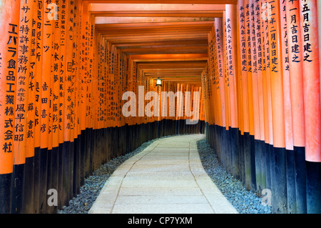 Die tausend roten Torii, aus denen Senbon Dorii in Kyoyos Fushimi Inari-Taisha, Kyoto Stockfoto