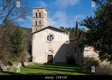 San Pietro in Valle Abtei. Ferentillo, Provinz Terni, Umbrien, Italien. Stockfoto